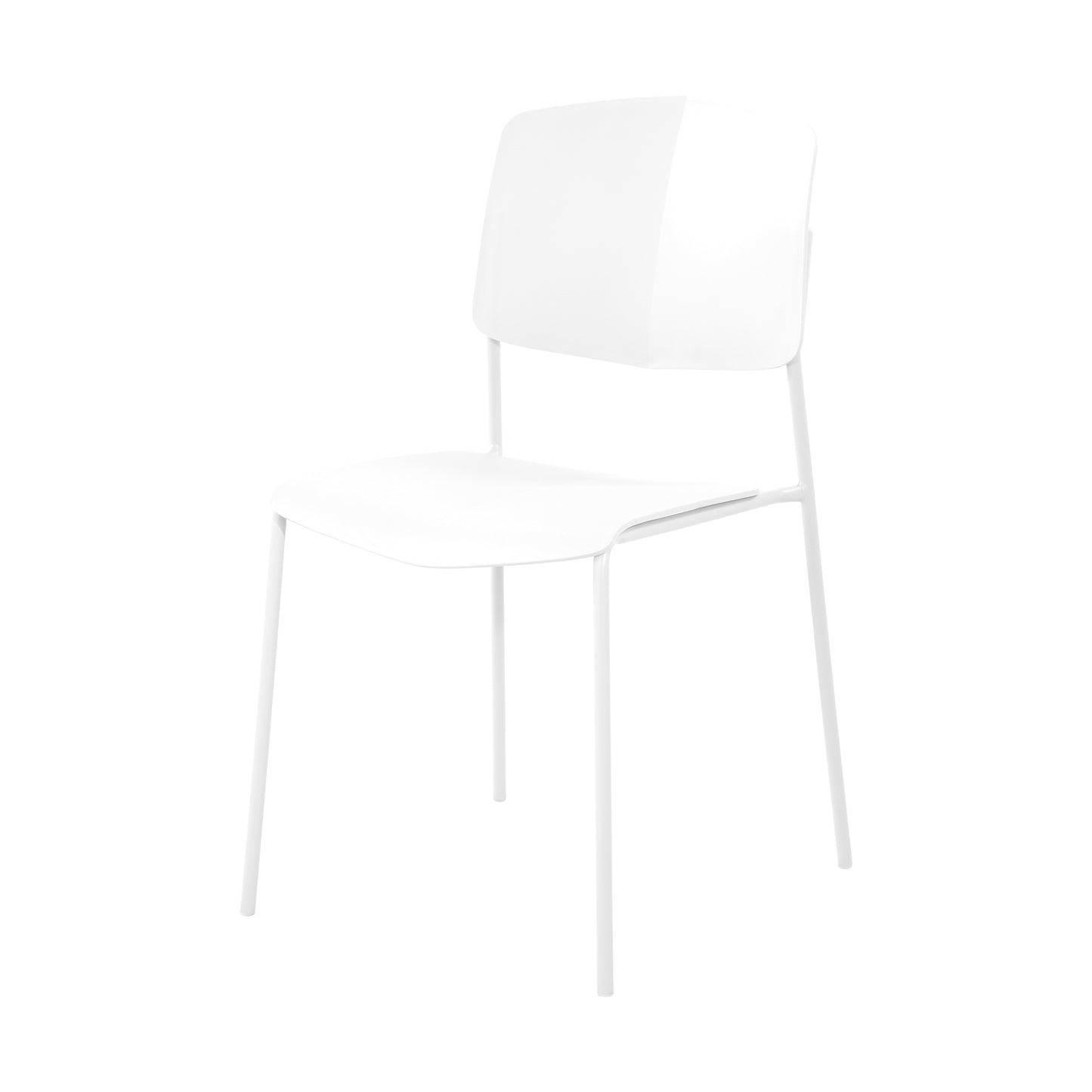 Aspen Pair of Stackable White Kitchen Chairs Retro Plastic Dining Chairs Steel Legs