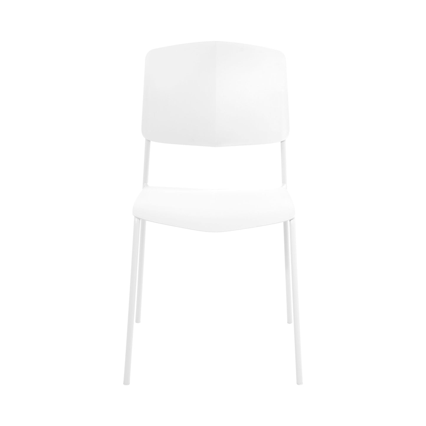 Aspen Pair of Stackable White Kitchen Chairs Retro Plastic Dining Chairs Steel Legs
