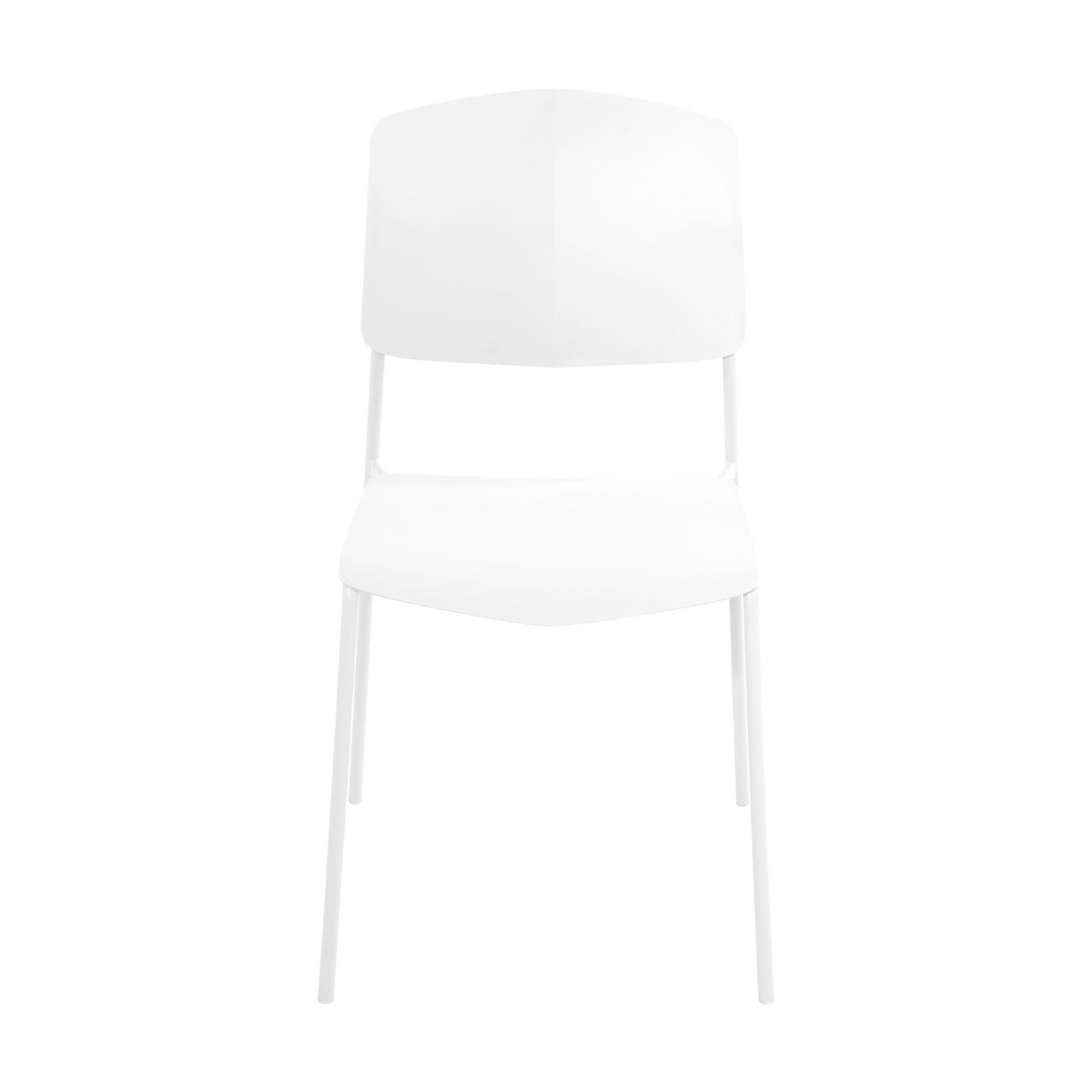 Aspen Pair of Stackable White Kitchen Chairs Retro Plastic Dining Chairs Steel Legs