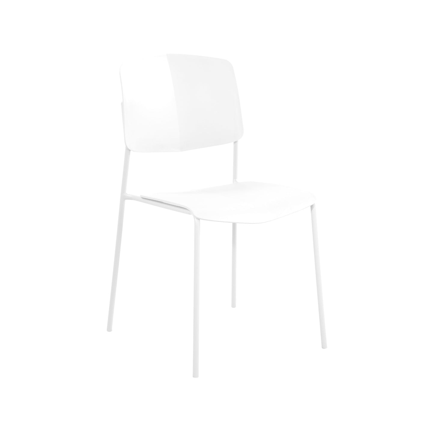 Aspen Pair of Stackable White Kitchen Chairs Retro Plastic Dining Chairs Steel Legs