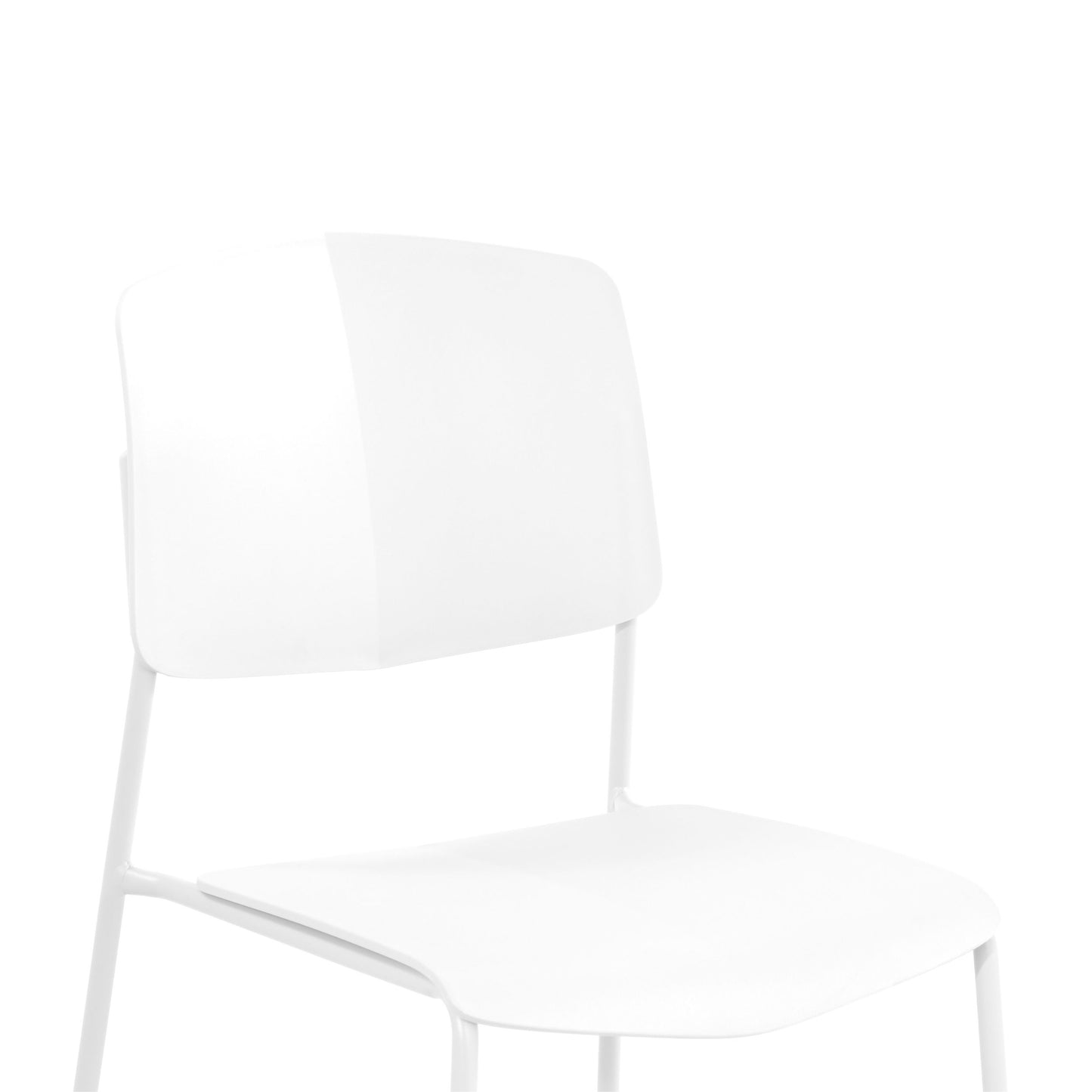 Aspen Pair of Stackable White Kitchen Chairs Retro Plastic Dining Chairs Steel Legs