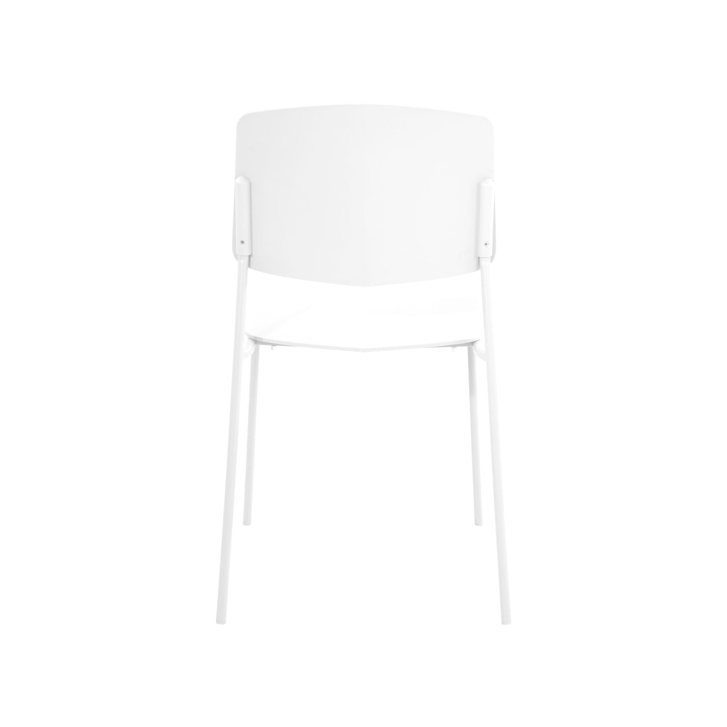 Aspen Pair of Stackable White Kitchen Chairs Retro Plastic Dining Chairs Steel Legs