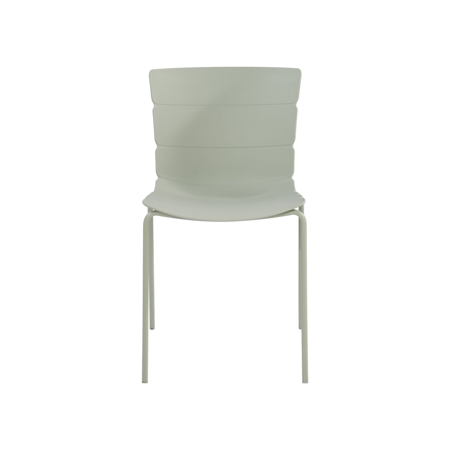 Aspen Pair of Modern Ribbed Light Green Dining Chairs Plastic Kitchen Chairs Steel Legs