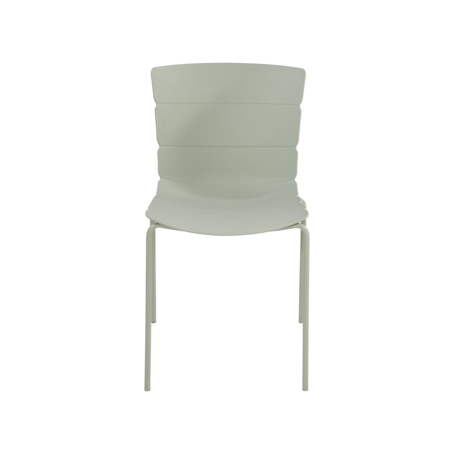 Aspen Pair of Modern Ribbed Light Green Dining Chairs Plastic Kitchen Chairs Steel Legs