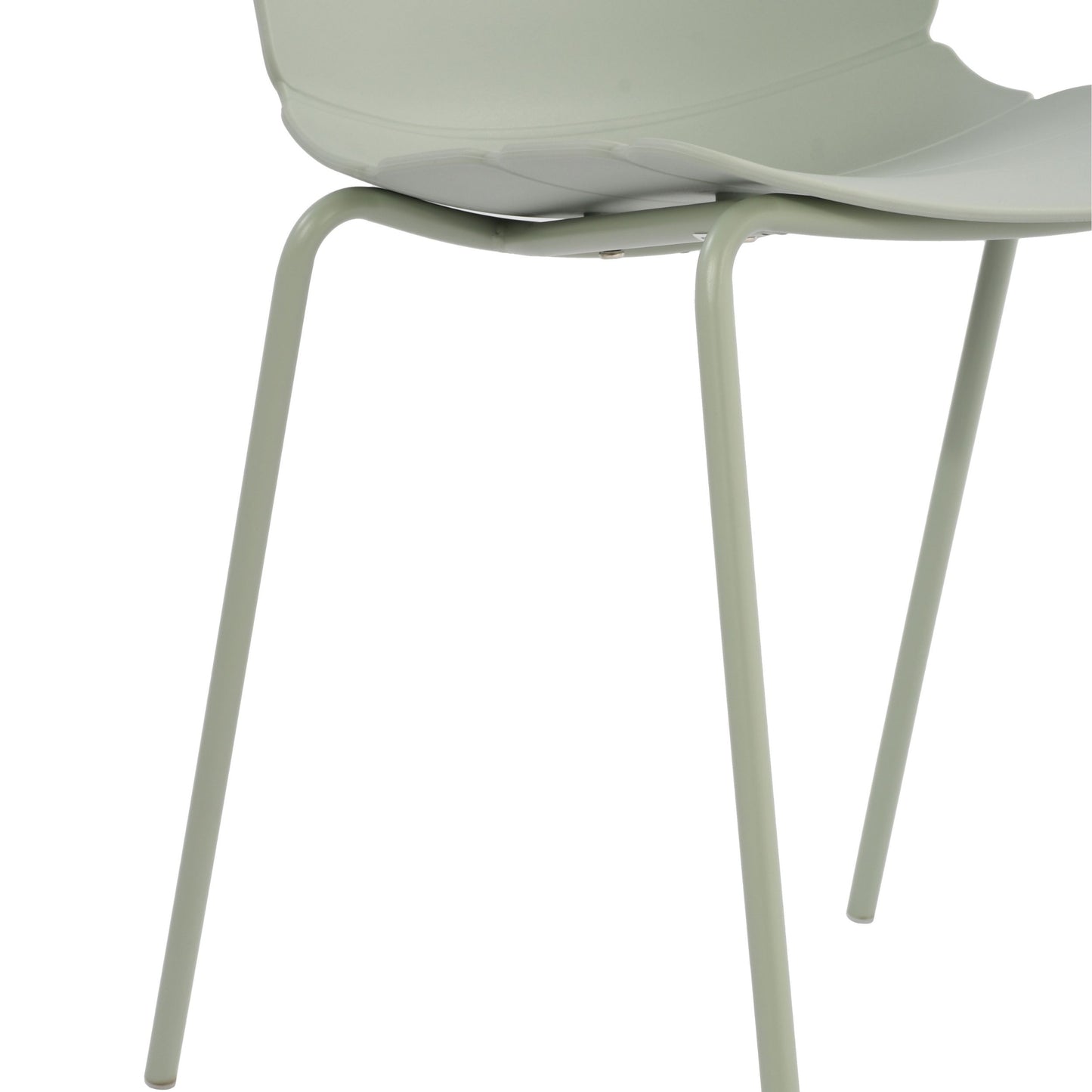 Aspen Pair of Modern Ribbed Light Green Dining Chairs Plastic Kitchen Chairs Steel Legs