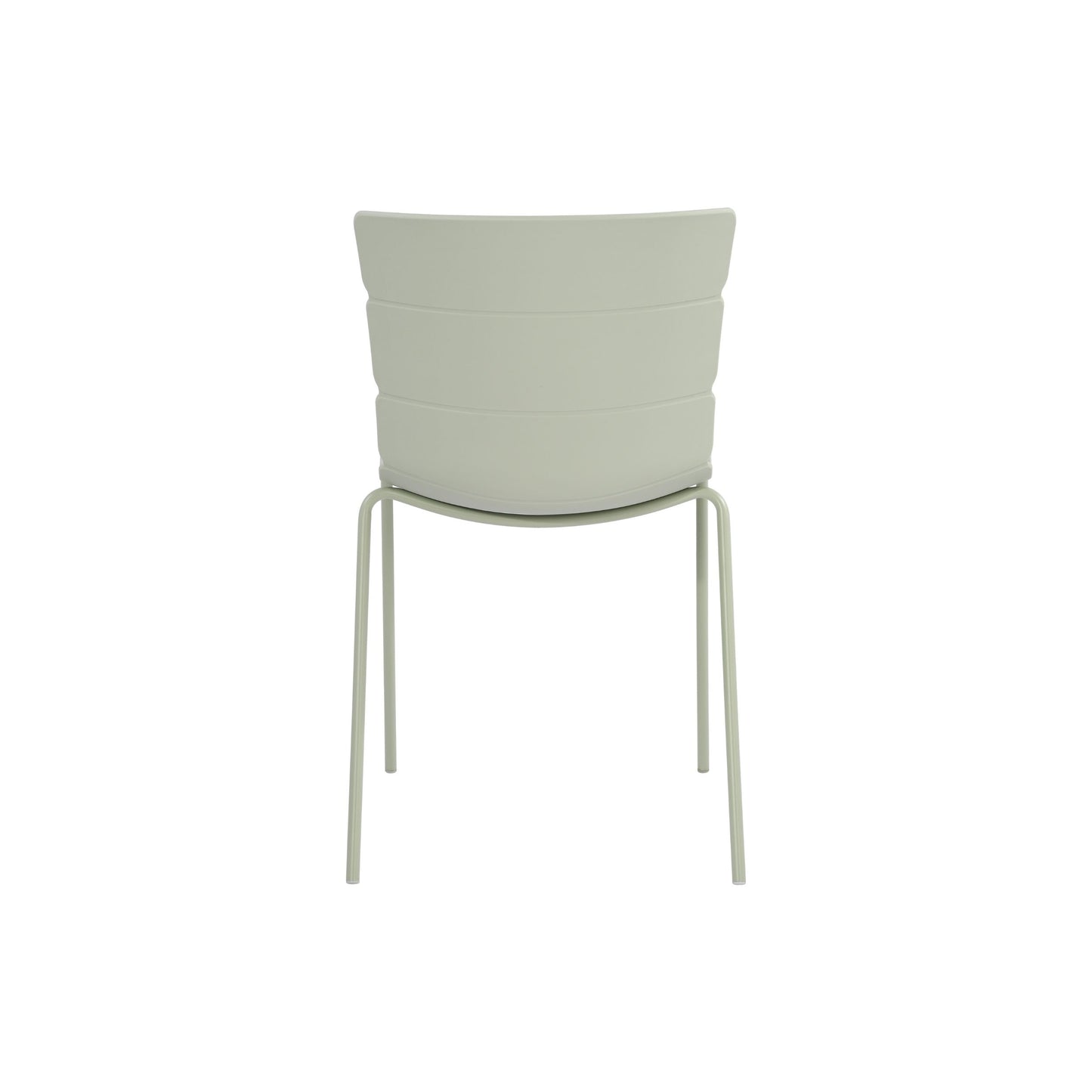 Aspen Pair of Modern Ribbed Light Green Dining Chairs Plastic Kitchen Chairs Steel Legs