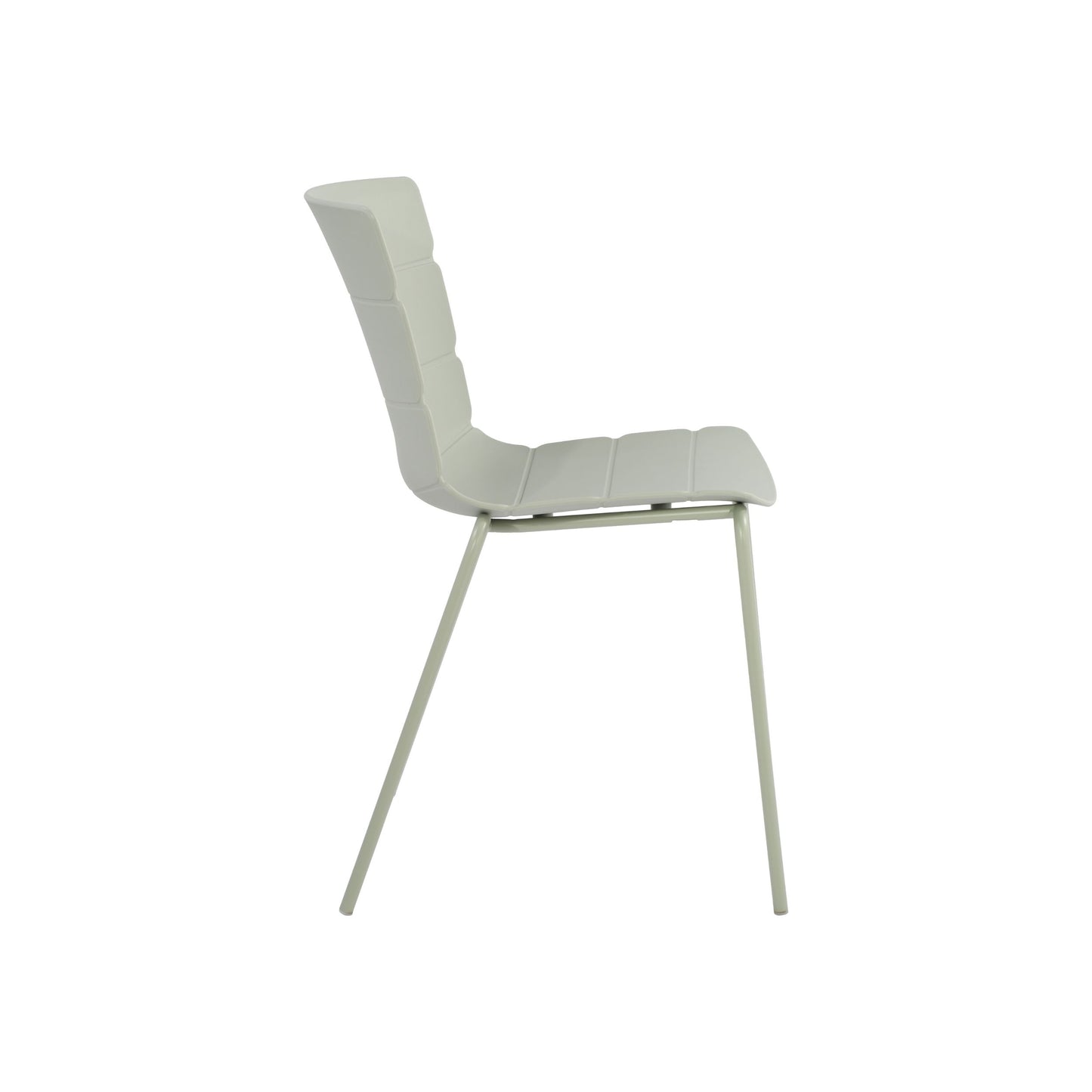 Aspen Pair of Modern Ribbed Light Green Dining Chairs Plastic Kitchen Chairs Steel Legs
