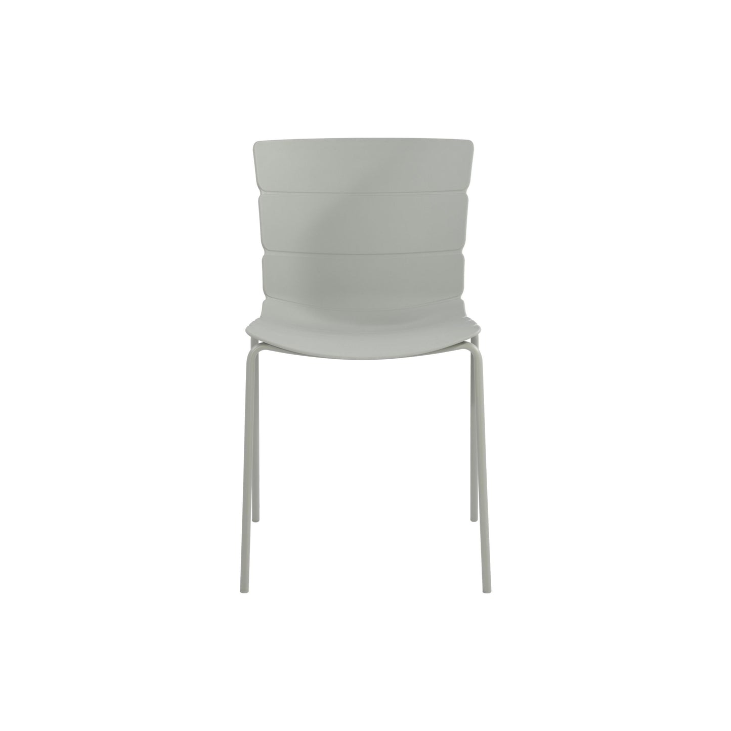 Aspen Pair of Modern Ribbed Light Grey Dining Chairs Plastic Kitchen Chairs Steel Legs