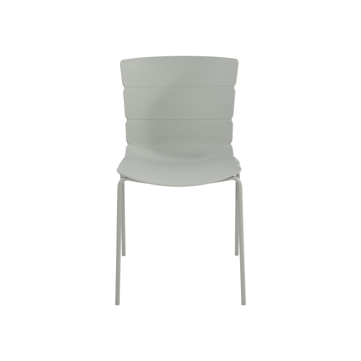 Aspen Pair of Modern Ribbed Light Grey Dining Chairs Plastic Kitchen Chairs Steel Legs