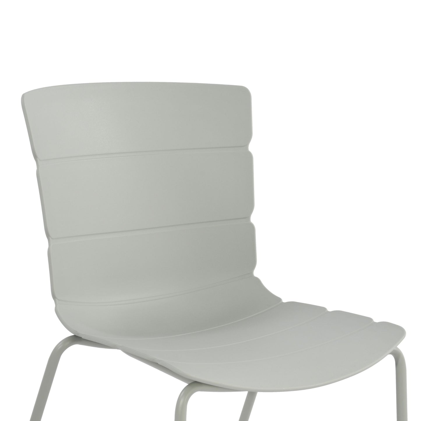 Aspen Pair of Modern Ribbed Light Grey Dining Chairs Plastic Kitchen Chairs Steel Legs