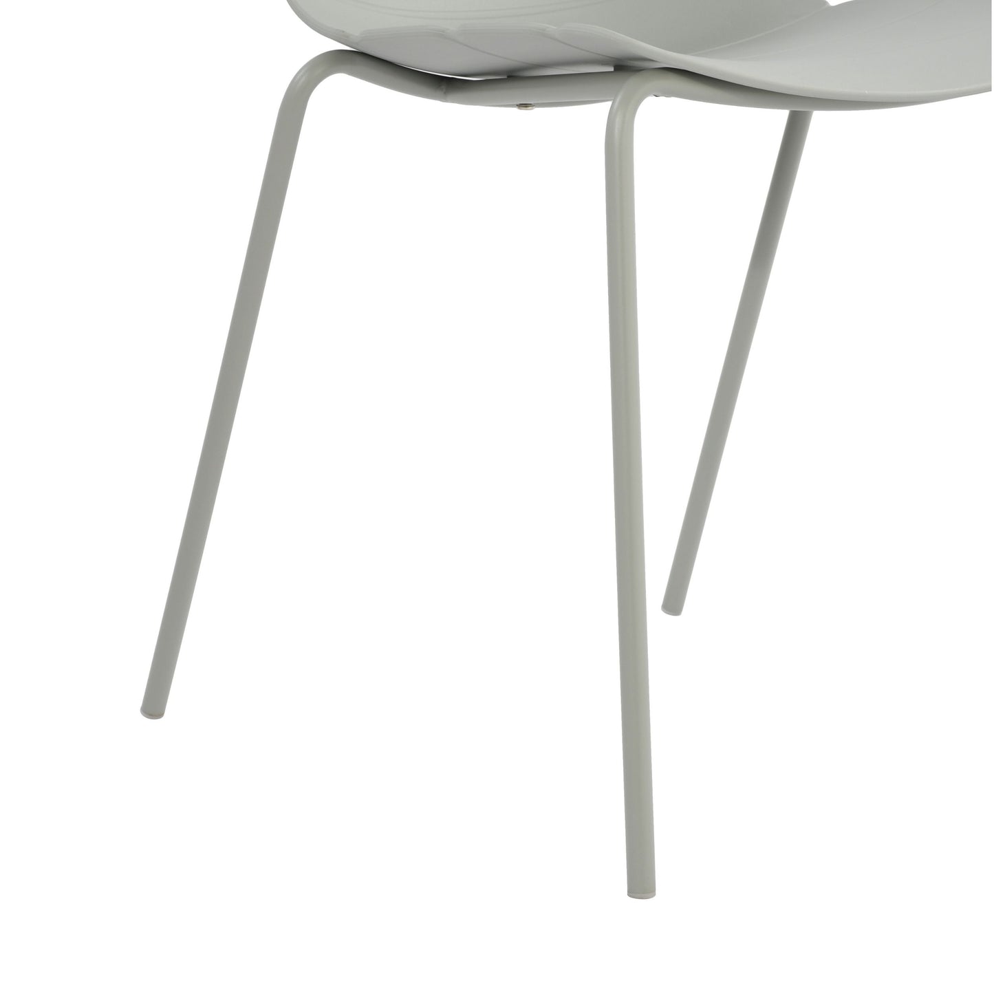 Aspen Pair of Modern Ribbed Light Grey Dining Chairs Plastic Kitchen Chairs Steel Legs