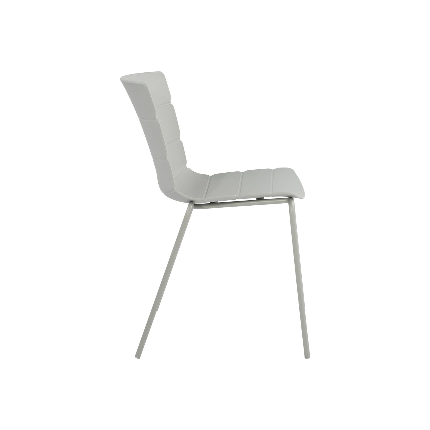 Aspen Pair of Modern Ribbed Light Grey Dining Chairs Plastic Kitchen Chairs Steel Legs