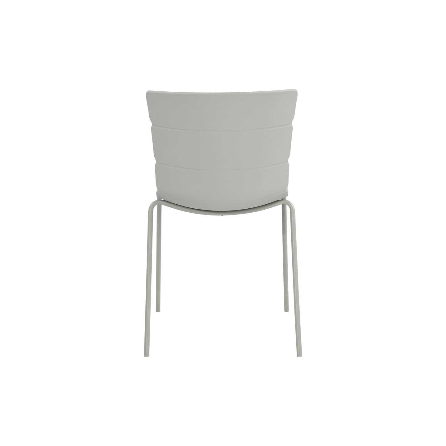 Aspen Pair of Modern Ribbed Light Grey Dining Chairs Plastic Kitchen Chairs Steel Legs