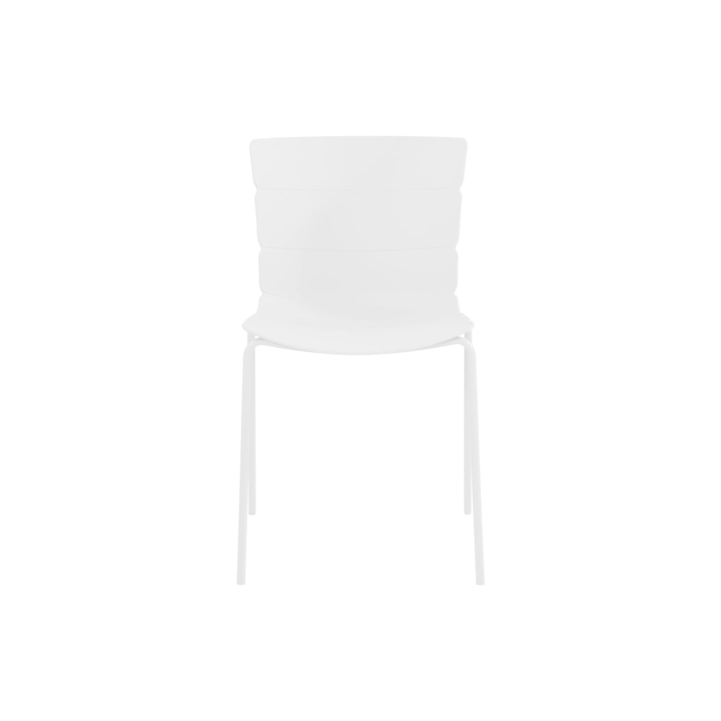 Aspen Pair of Modern Ribbed White Dining Chairs Plastic Kitchen Chairs Steel Legs