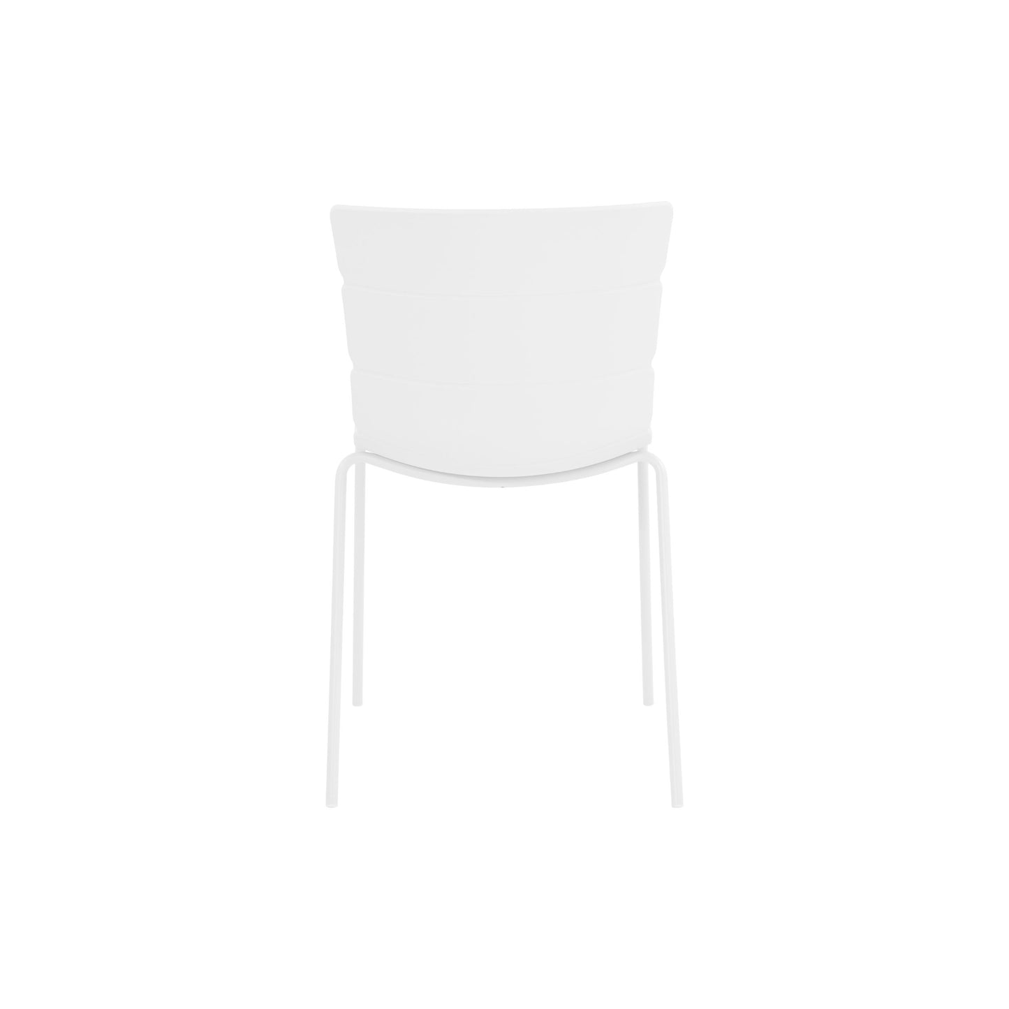 Aspen Pair of Modern Ribbed White Dining Chairs Plastic Kitchen Chairs Steel Legs