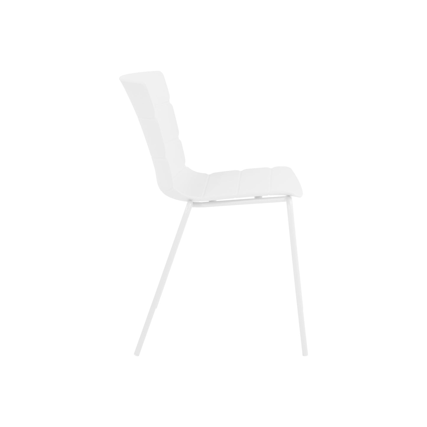 Aspen Pair of Modern Ribbed White Dining Chairs Plastic Kitchen Chairs Steel Legs