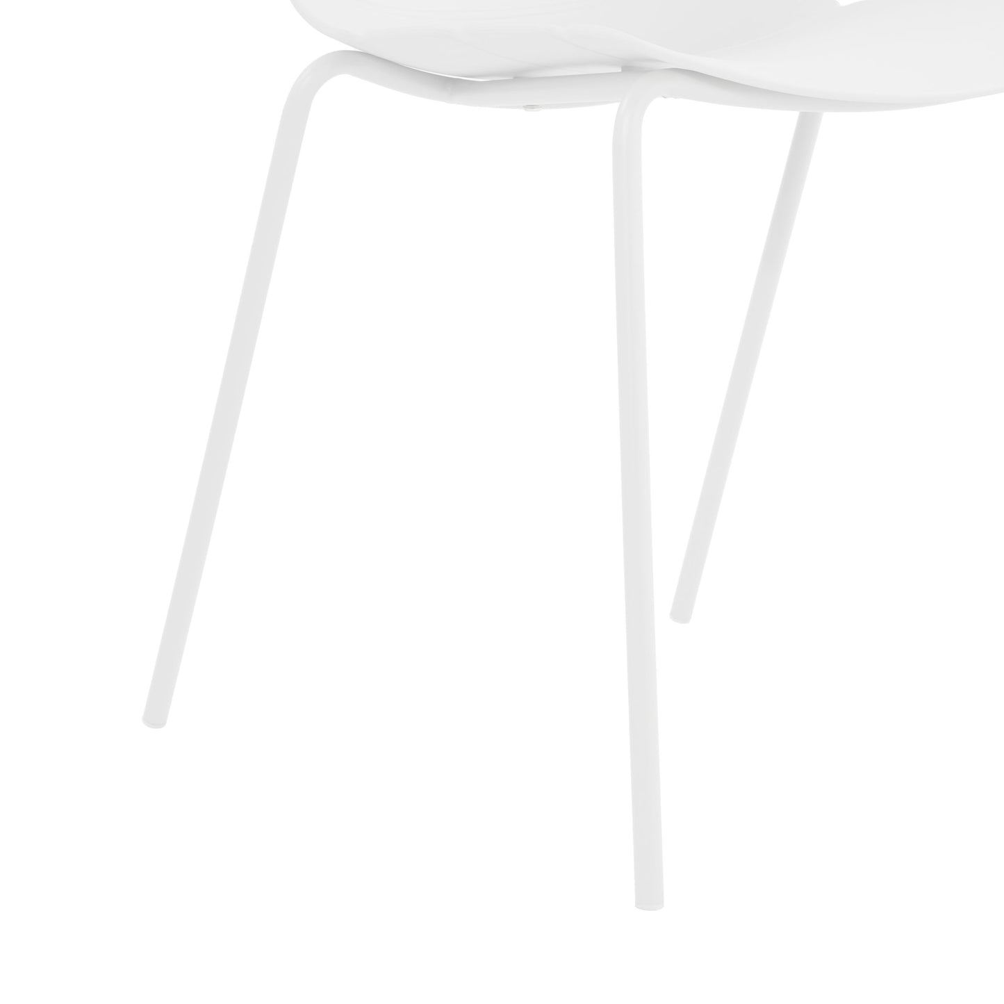 Aspen Pair of Modern Ribbed White Dining Chairs Plastic Kitchen Chairs Steel Legs