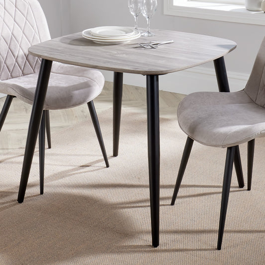 Aspen Square Grey Oak Effect Dining Table With Black Tapered Legs