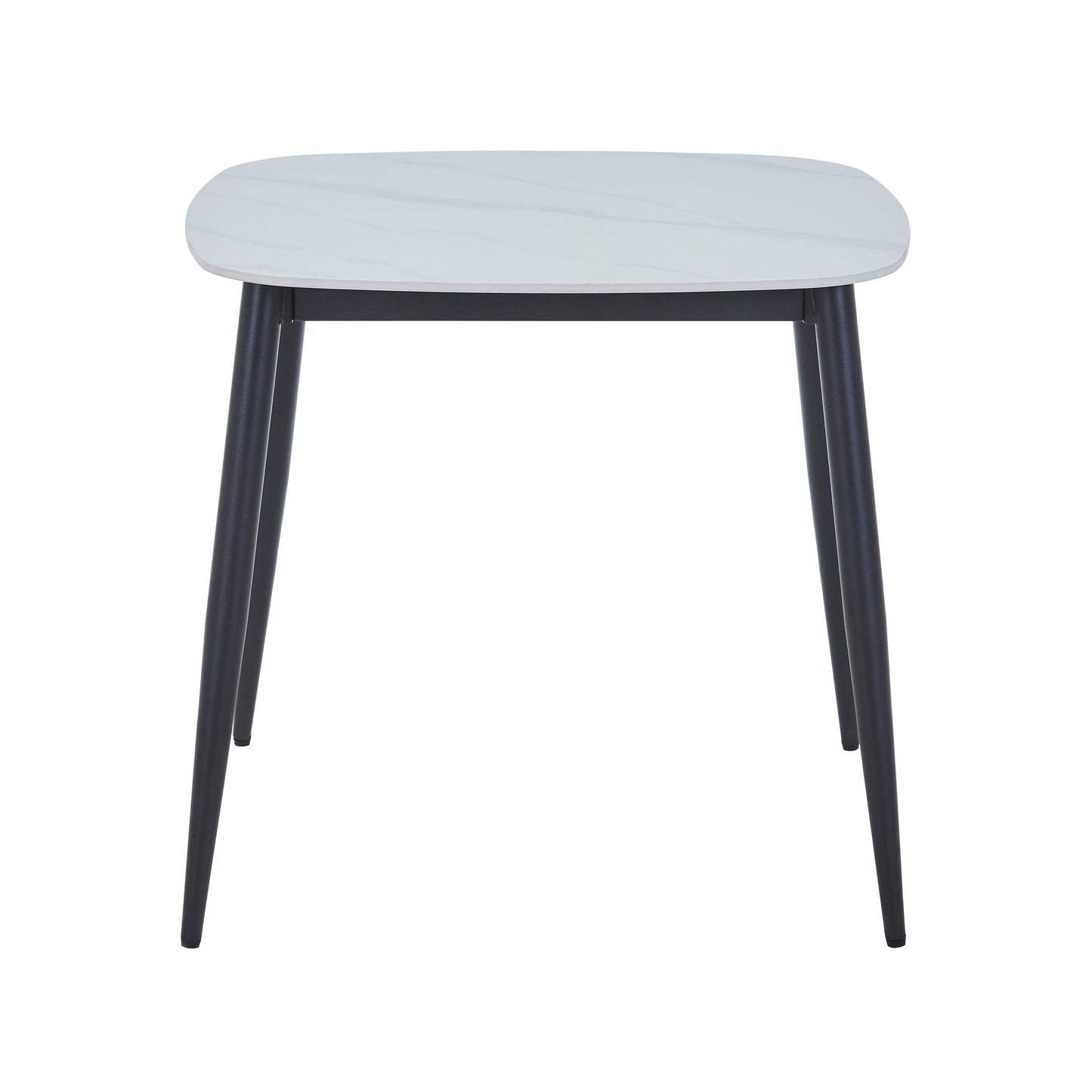 Aspen Square Gloss White Sintered Stone 80 cm Dining Table With Black Tapered Legs