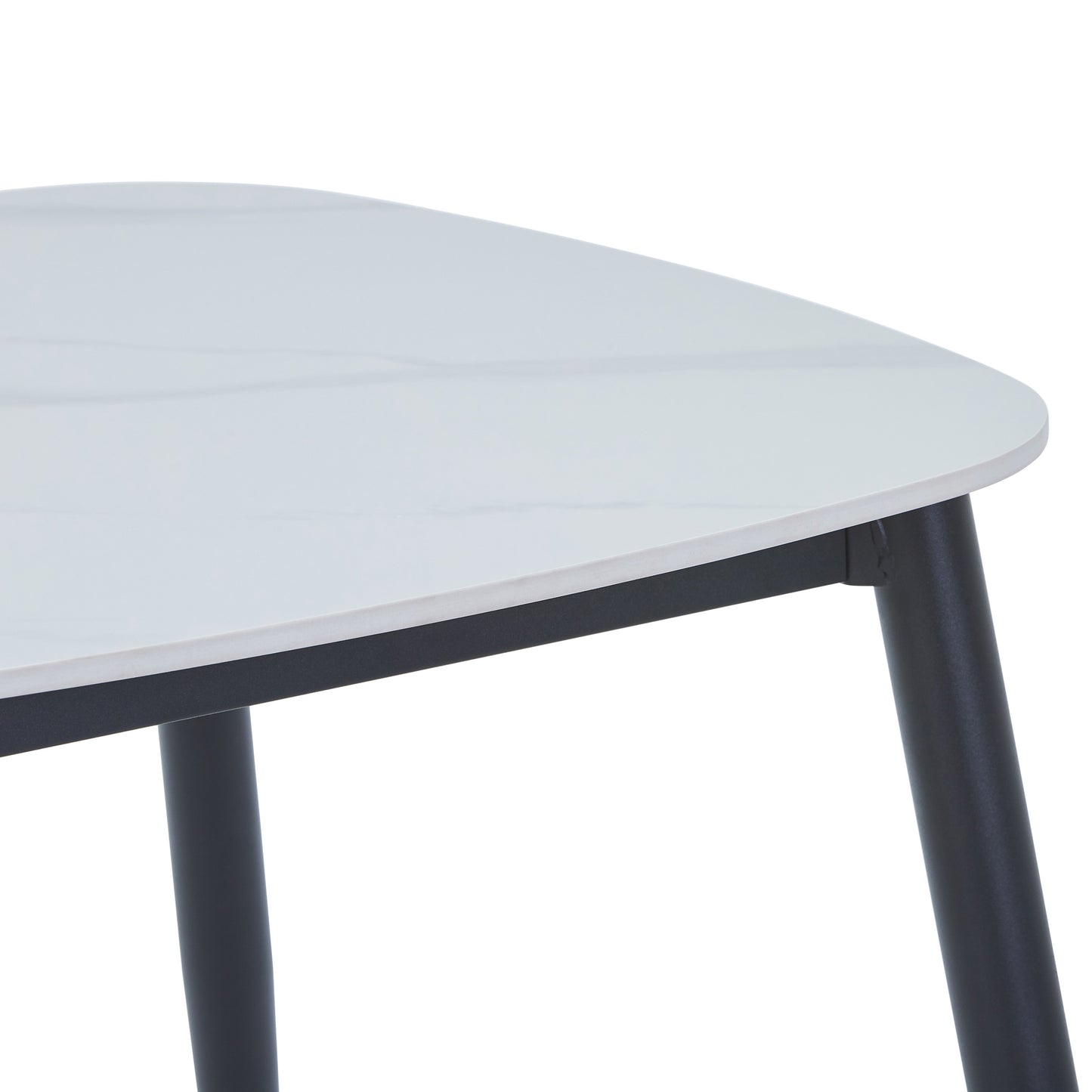 Aspen Square Gloss White Sintered Stone 80 cm Dining Table With Black Tapered Legs