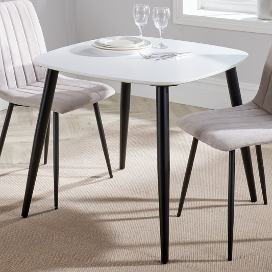 Aspen Square White Dining Table With Black Tapered Legs