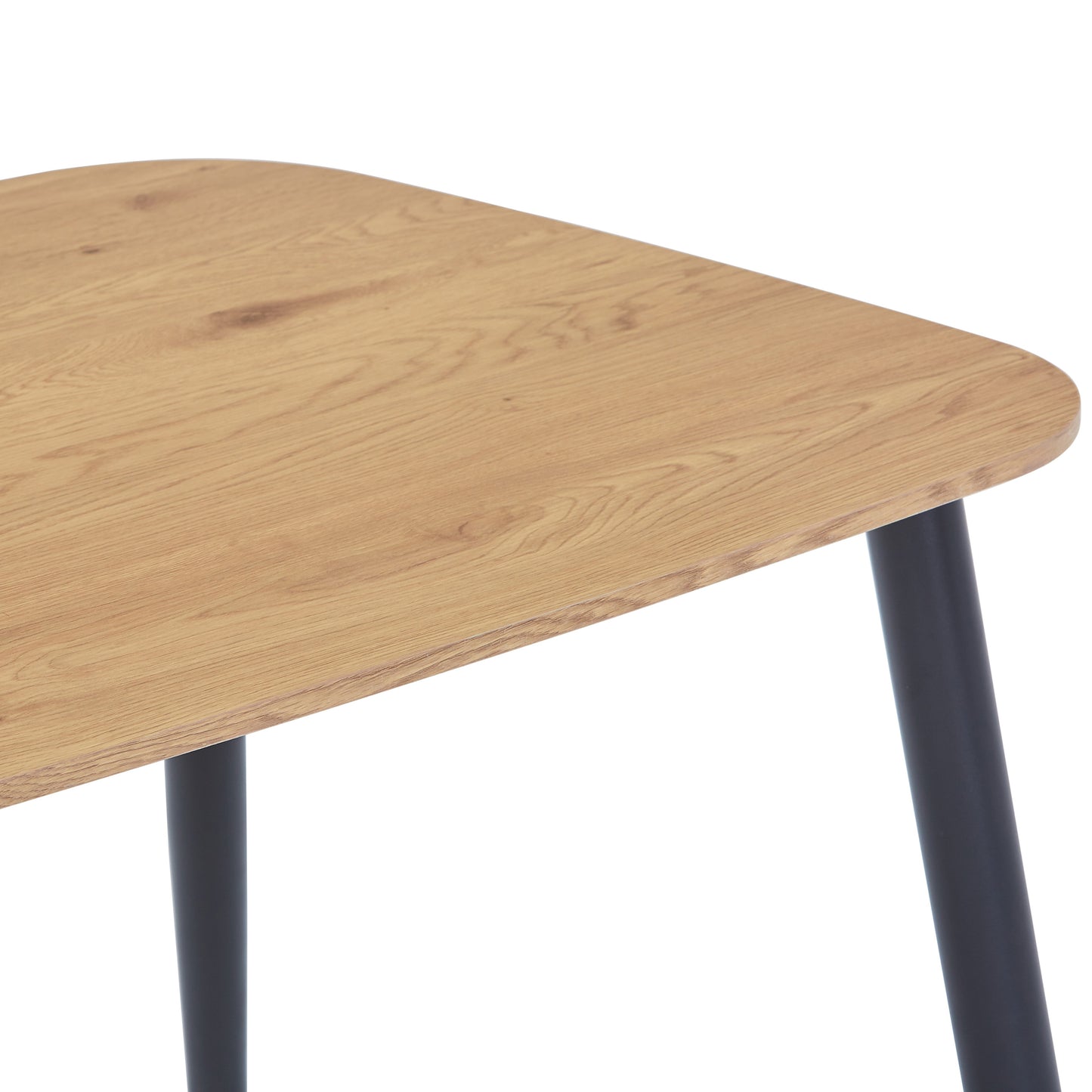 Aspen Rectangular Light Oak Effect Dining Table 120x80 With Black Tapered Legs