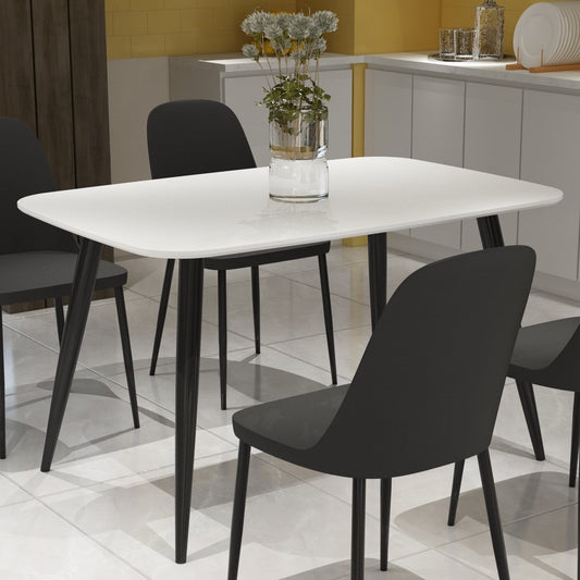 Aspen Rectangular White Dining Table With Black Tapered Legs