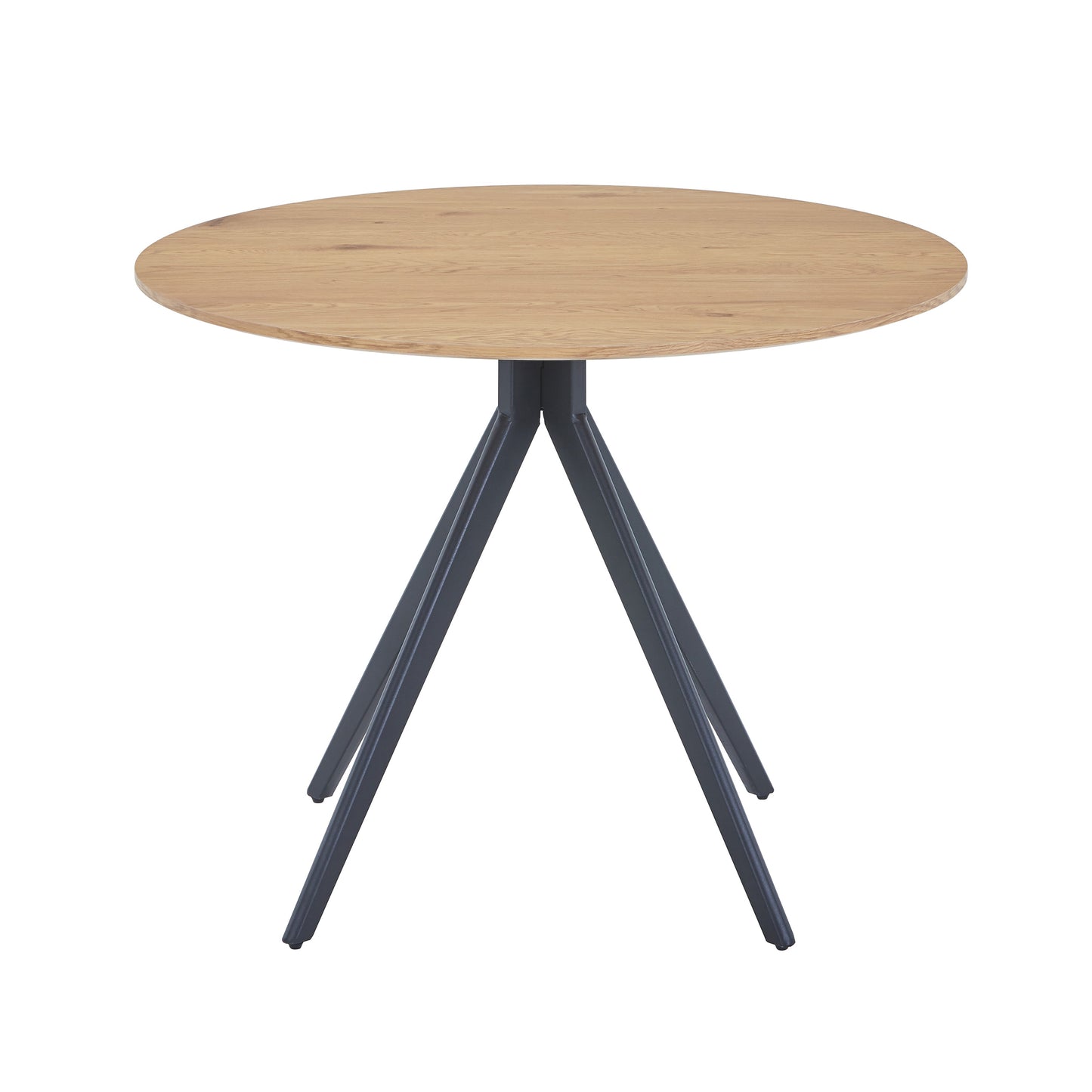 Aspen Round Light Oak Effect Dining Table 100cm Black Pedestal Leg