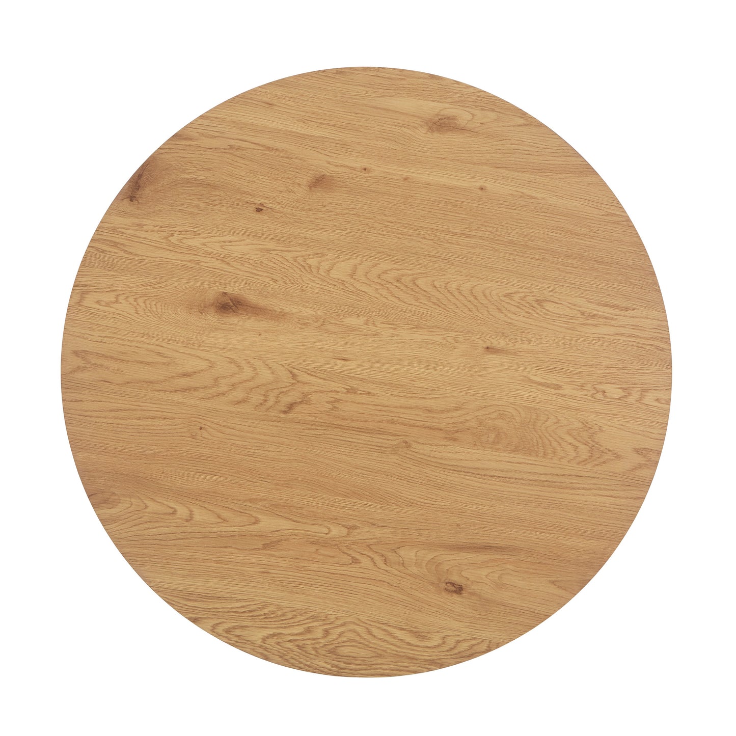 Aspen Round Light Oak Effect Dining Table 100cm Black Pedestal Leg
