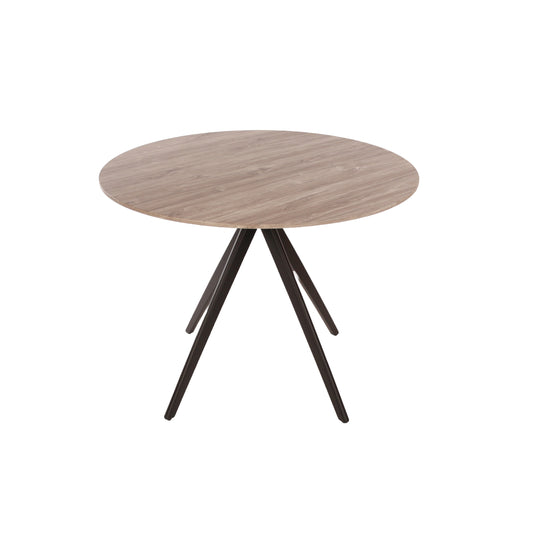 Aspen Round Grey Oak Effect Dining Table With Black Pedestal Leg Frame