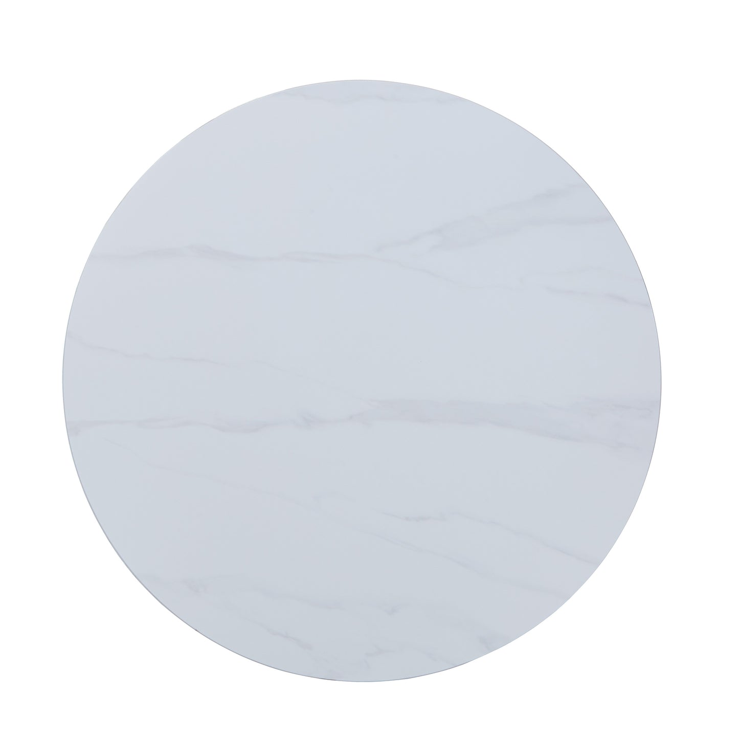 Aspen Round Gloss White Sintered Stone Dining Table 100cm Black Pedestal Leg