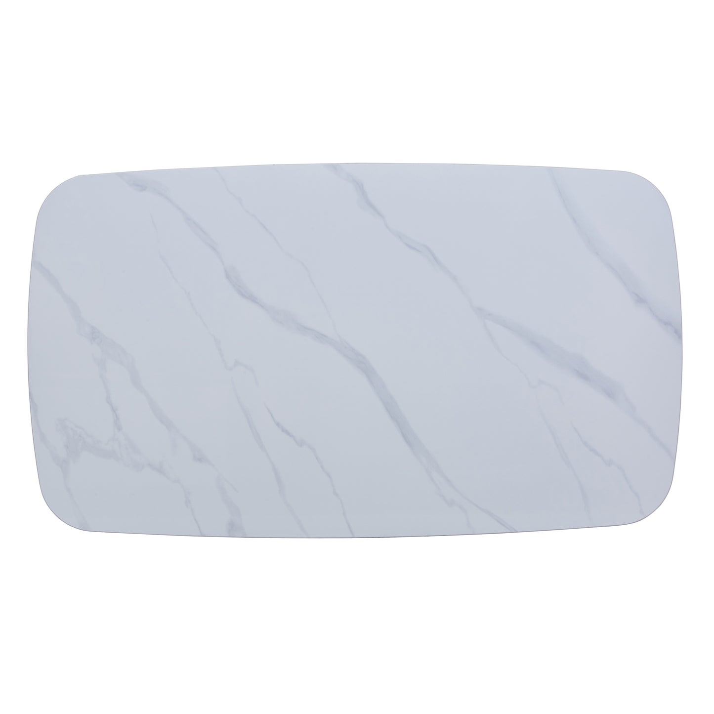 Aspen Large Dining Table 140x80 Gloss White Sintered Stone Black Metal Legs