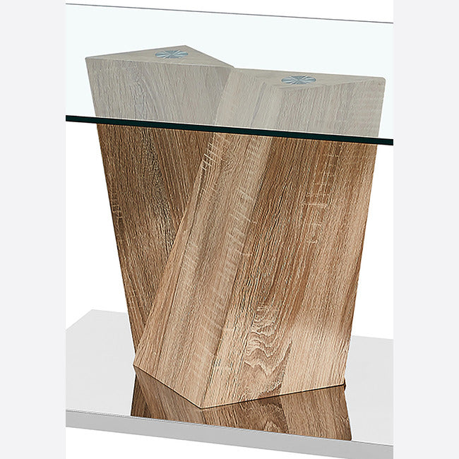 Alpha Glass Top Coffee Tables With Oak or White Marble Effect Stand