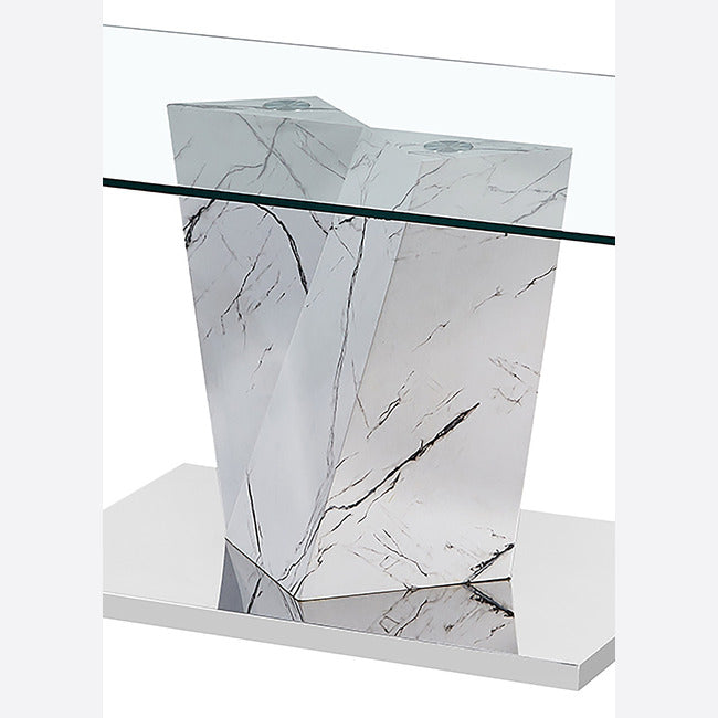 Alpha Glass Top Coffee Tables With Oak or White Marble Effect Stand