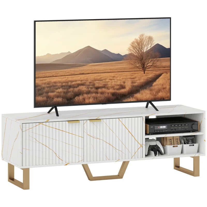 HOMCOM Marble Effect Modern TV Unit, TV Stand Cabinet for up to 70" TVs