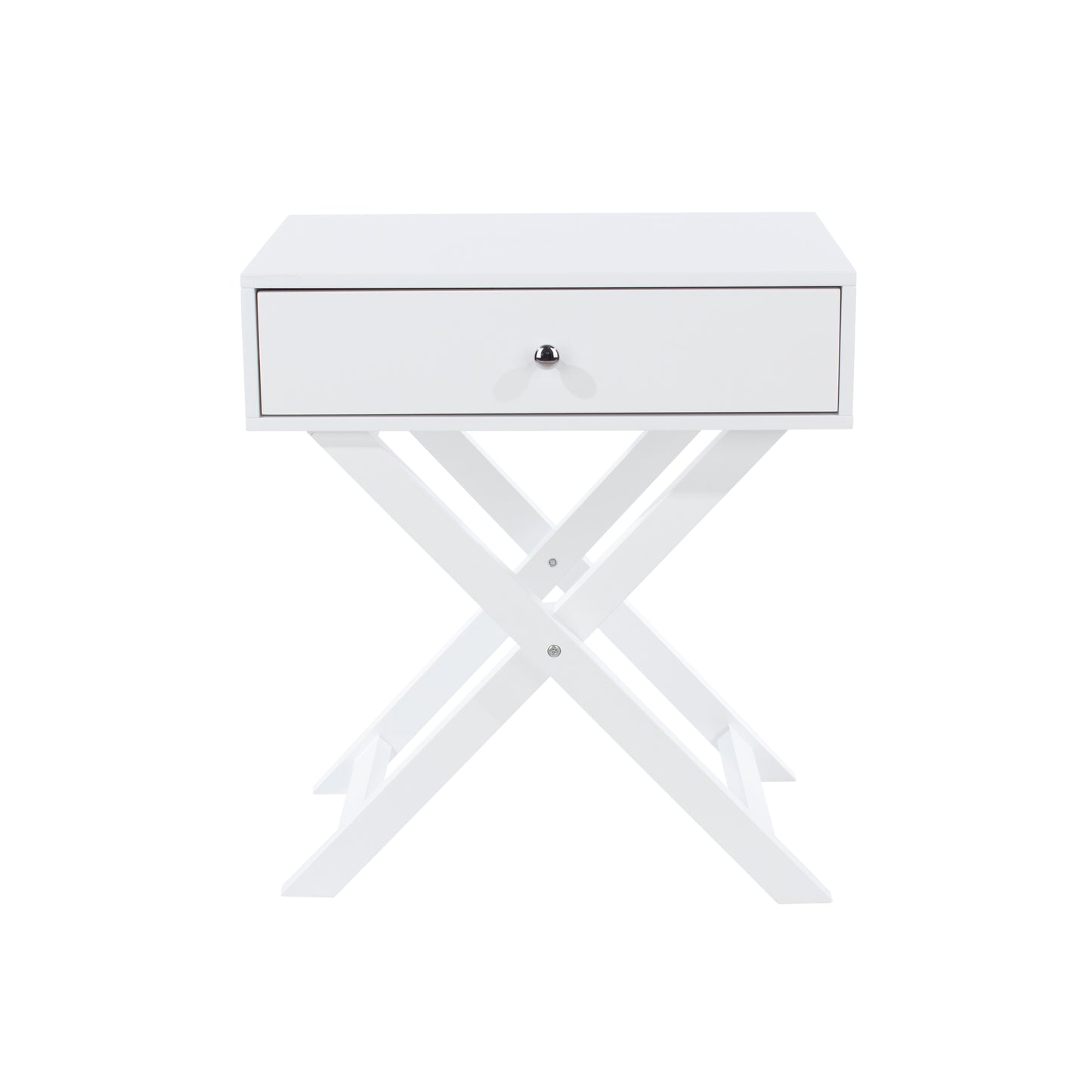 X Leg White 1 Drawer Bedside Cabinet