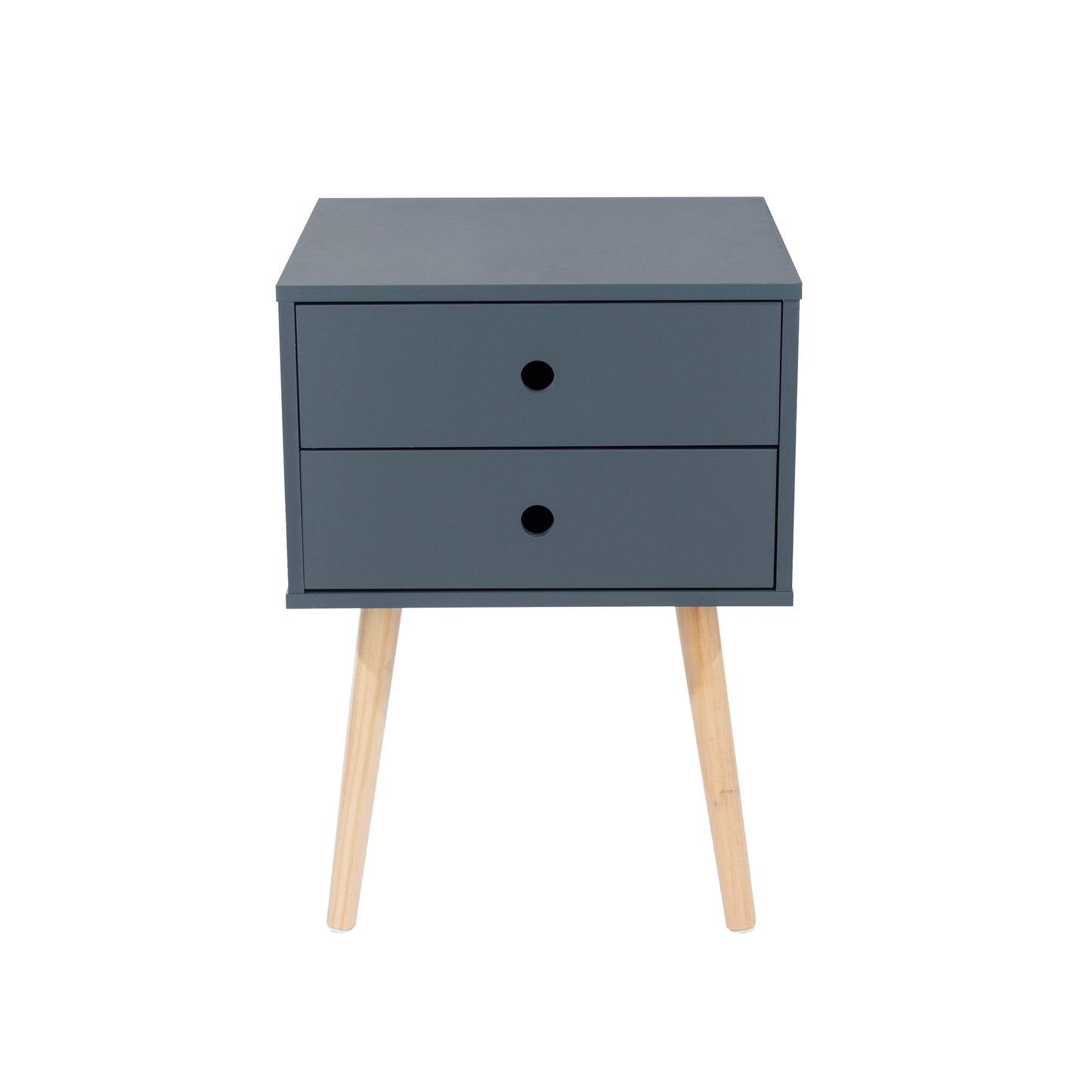 Scandia Midnight Blue 2 Drawer Wood Legs Bedside Cabinet