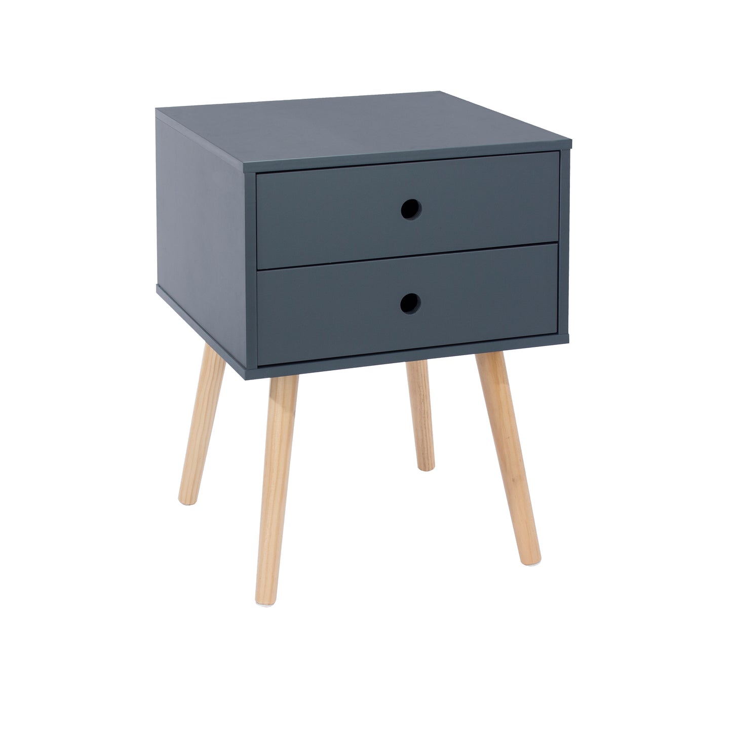 Scandia Midnight Blue 2 Drawer Wood Legs Bedside Cabinet