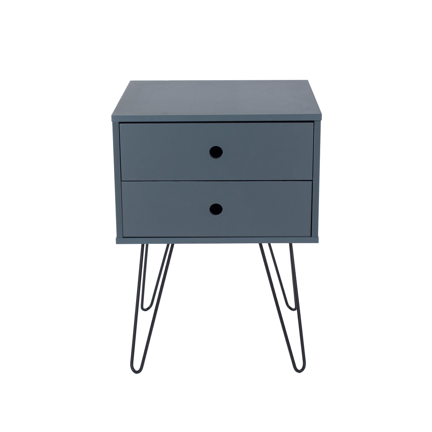 Telford Midnight Blue 2 Drawer Bedside Cabinet with Hair Pin Legs