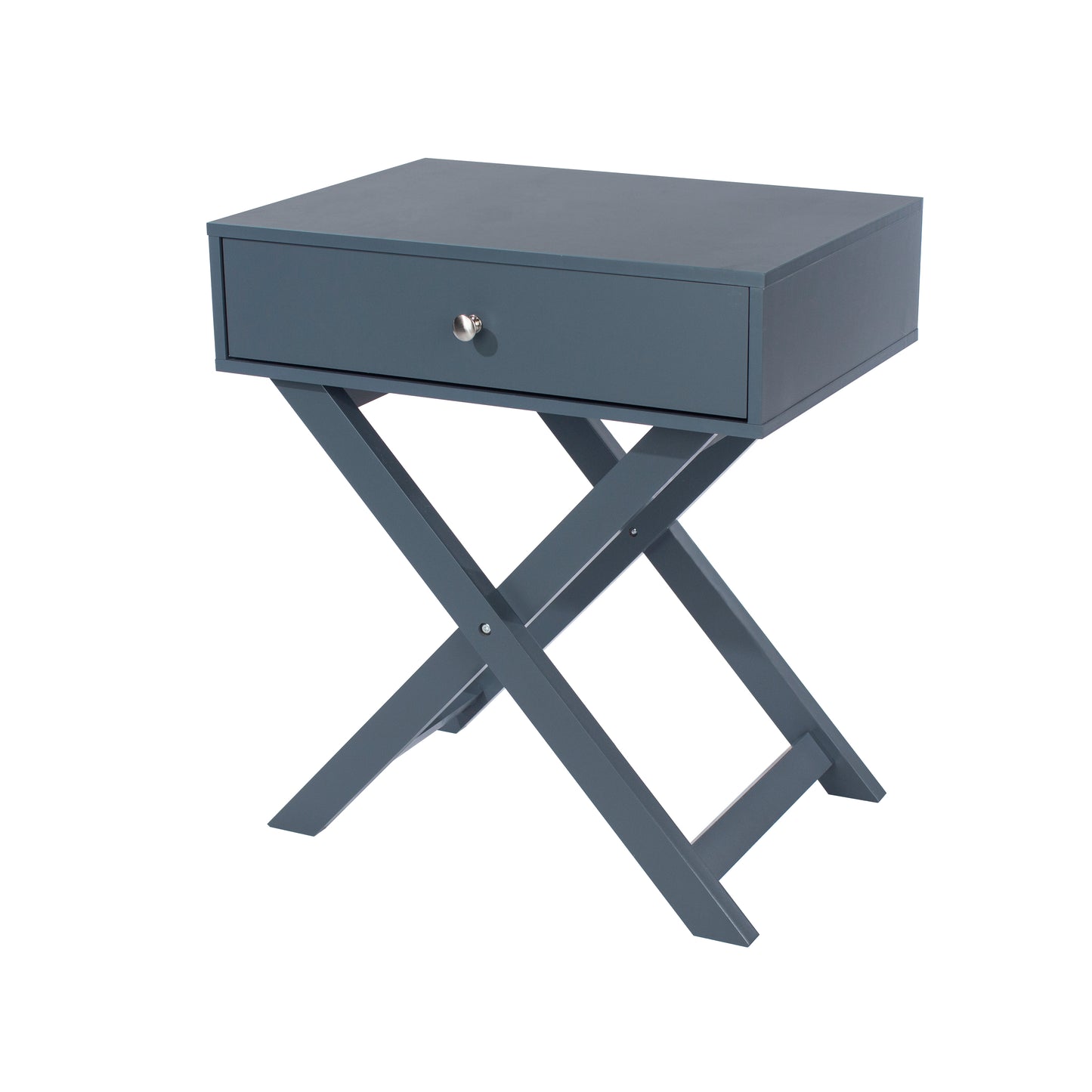 X Leg Midnight Blue 1 Drawer Bedside Cabinet