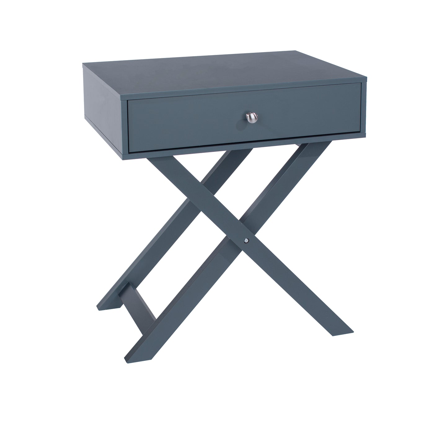 X Leg Midnight Blue 1 Drawer Bedside Cabinet