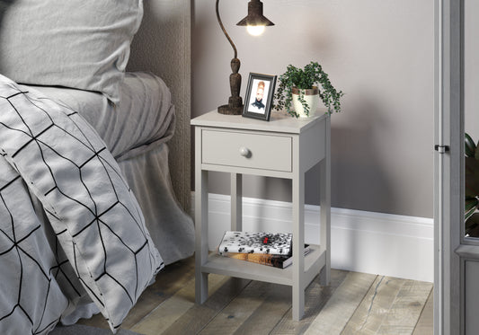 Shaker Grey 1 Drawer Petite Bedside Cabinet