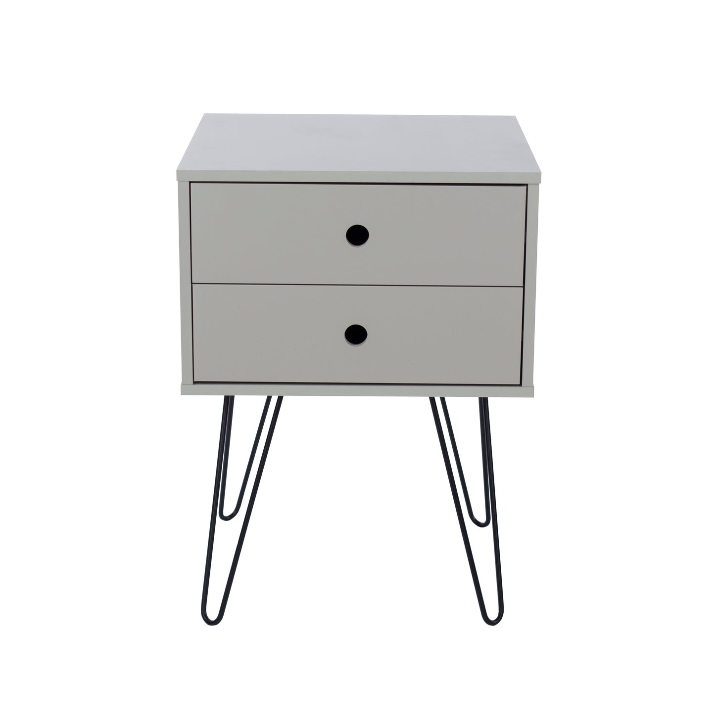 Telford Grey 2 Drawer Bedside Cabinet with Hair Pin Legs