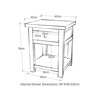 Boston 1 Drawer Bedside