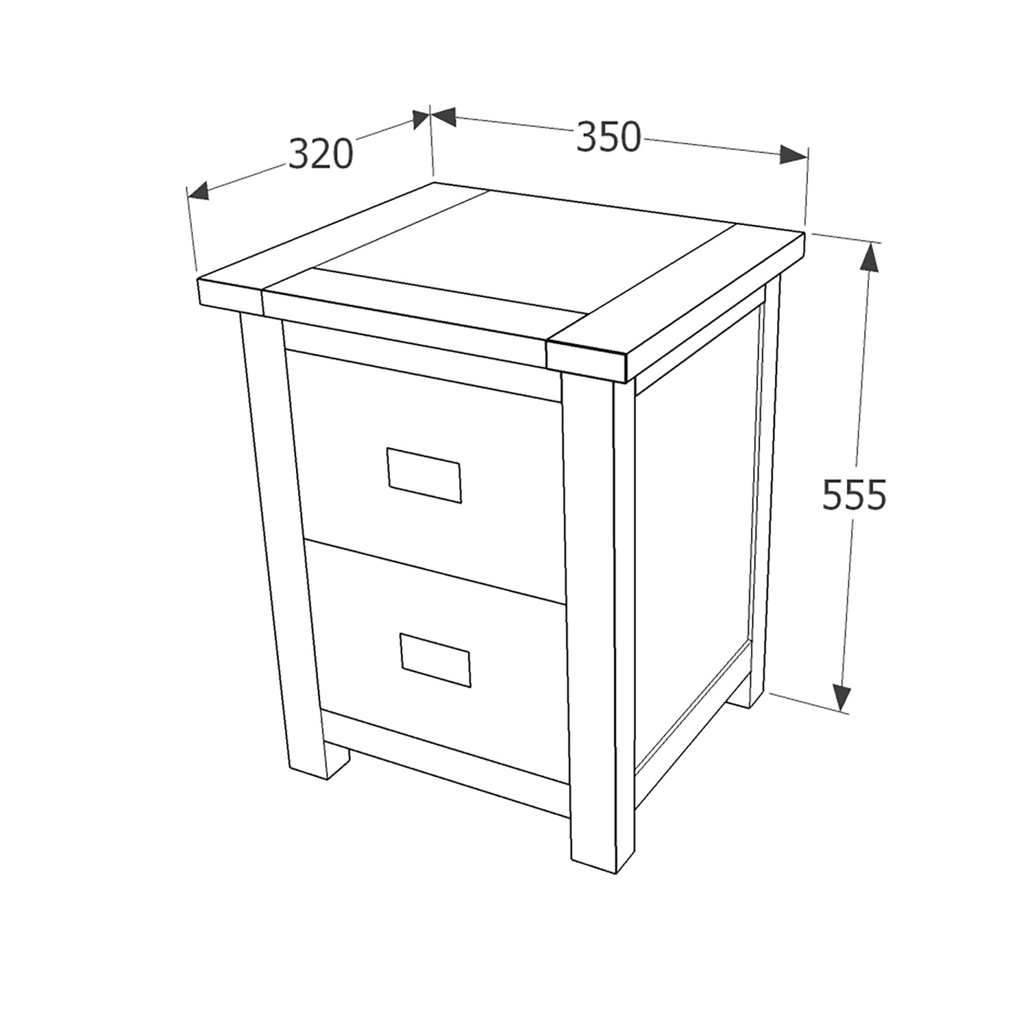 Boston 2 Drawer Petite Bedside