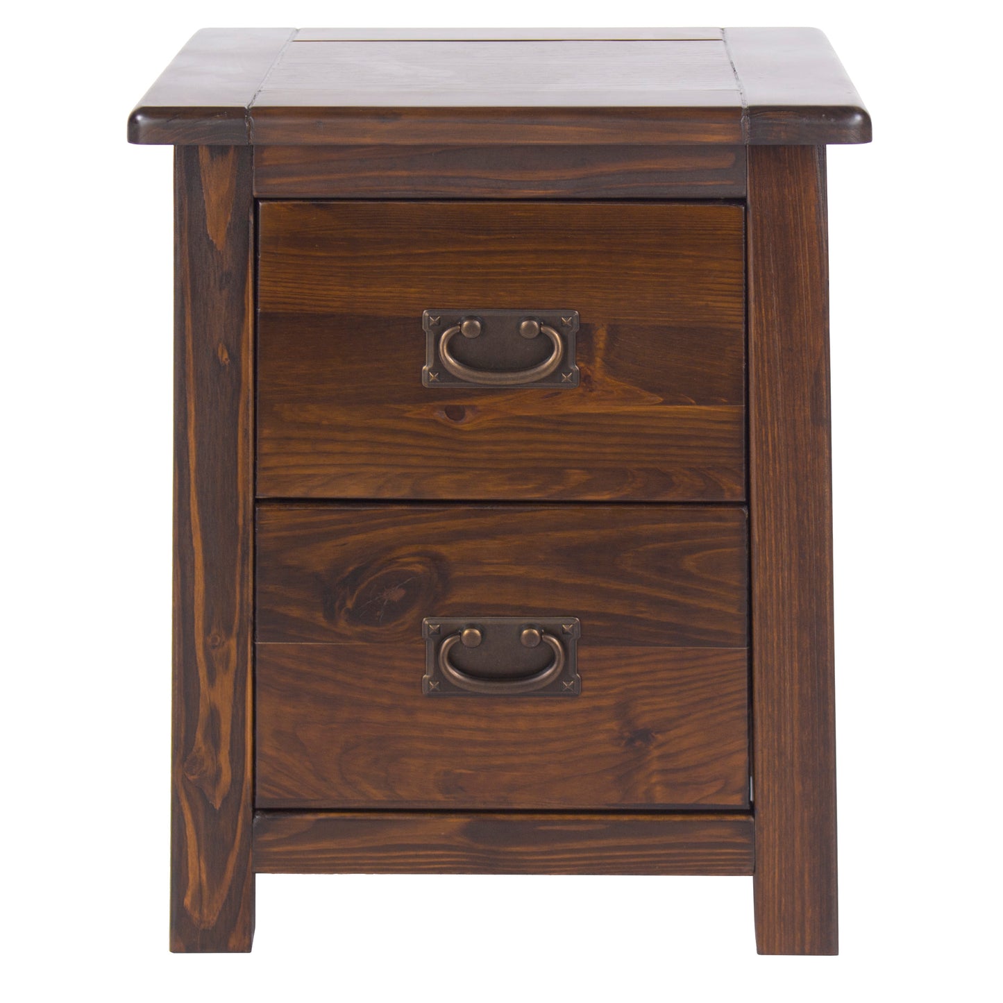 Antique Style in Rich Dark Brown Boston 2 Drawer Bedside Cabinet