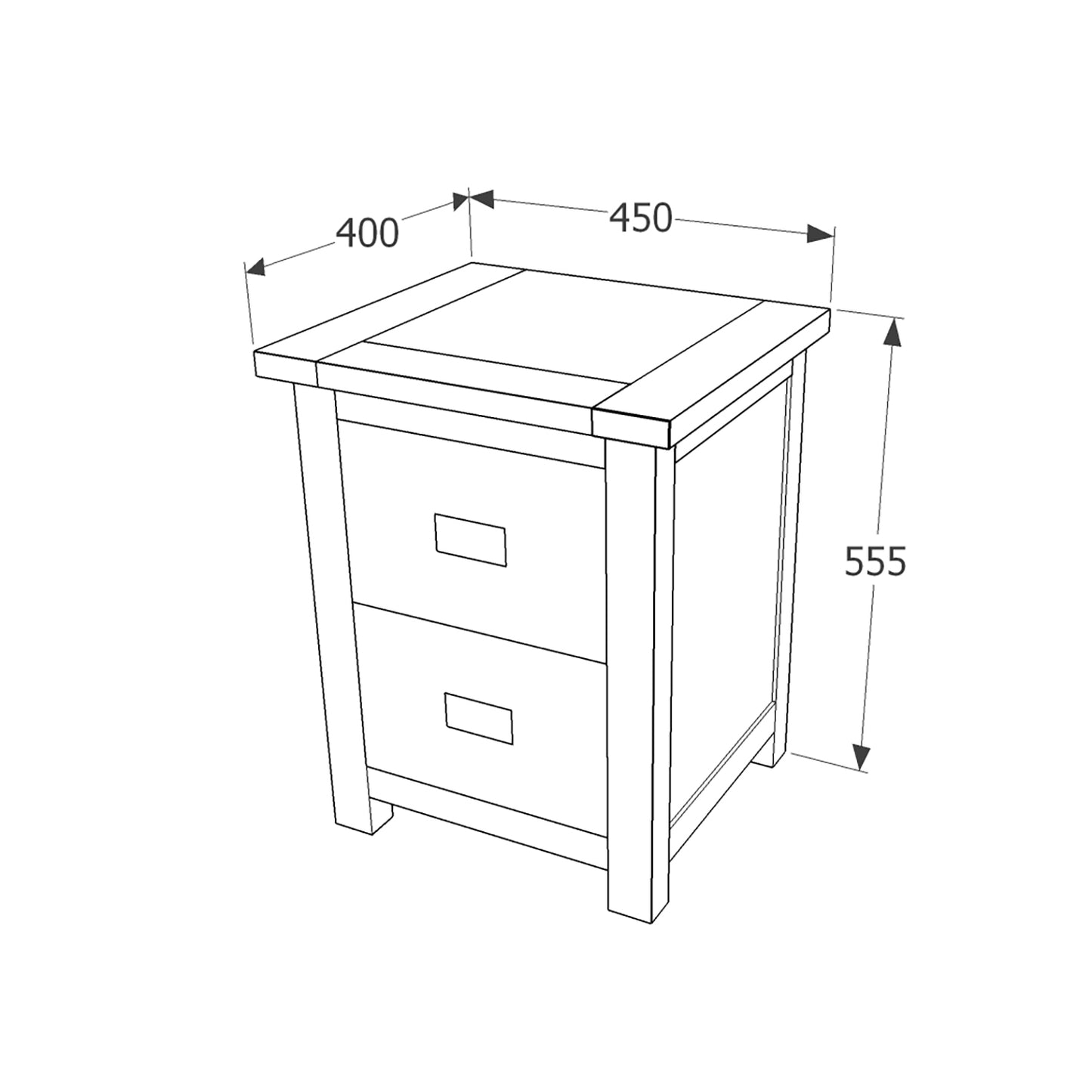 Boston 2 Drawer Bedside