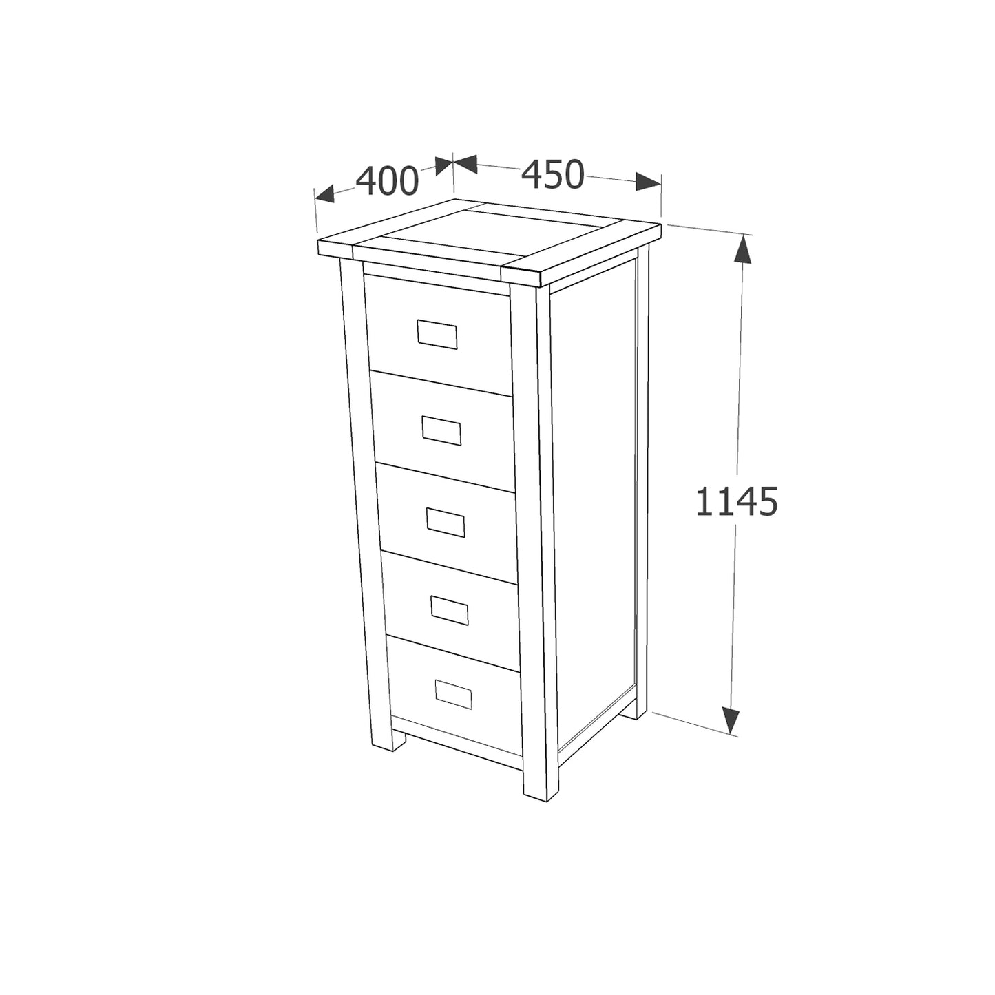 Boston 5 Drawer Narrow Chest