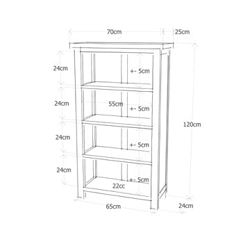 Boston 3 Shelf Narrow Bookcase