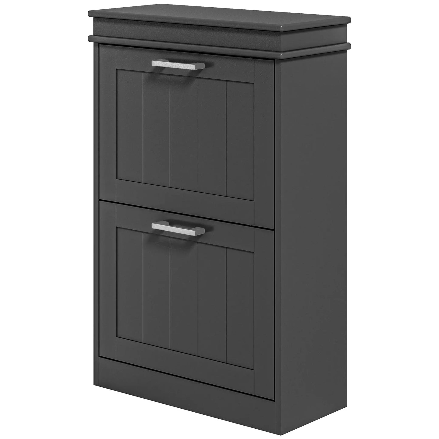 HOMCOM Slim Shoe Cabinet – 2 Drawer Storage Unit for 10 Pairs, Black